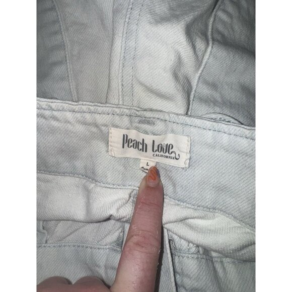 Peach Love California Women’s Denim Shorts Light Wash High Elastic Waist Size L - Picture 3 of 3